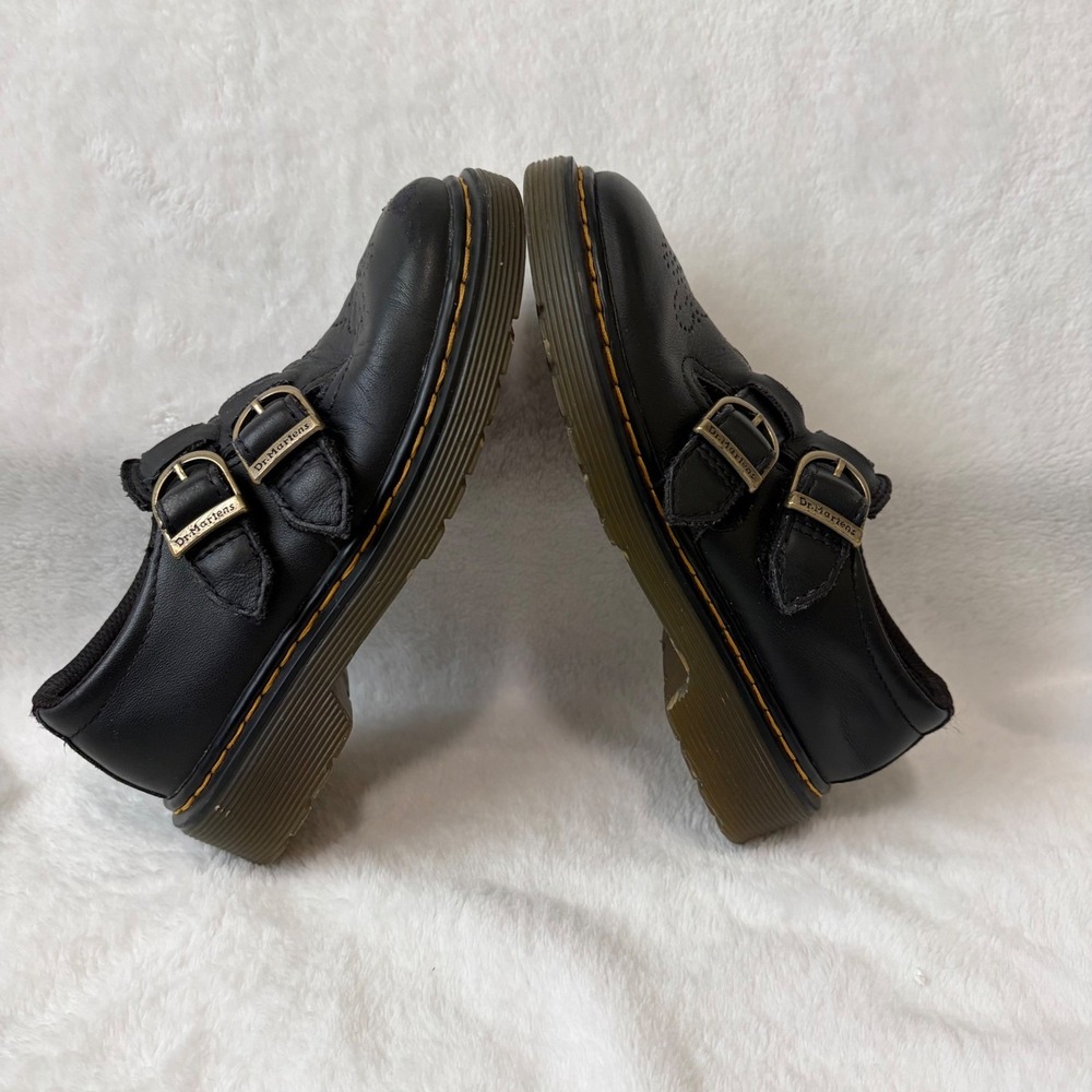 DR. MARTENS Leather Mary Jane T Strap Shoes Girls 12 US Double Buckle 8065 Black - Picture 7 of 12